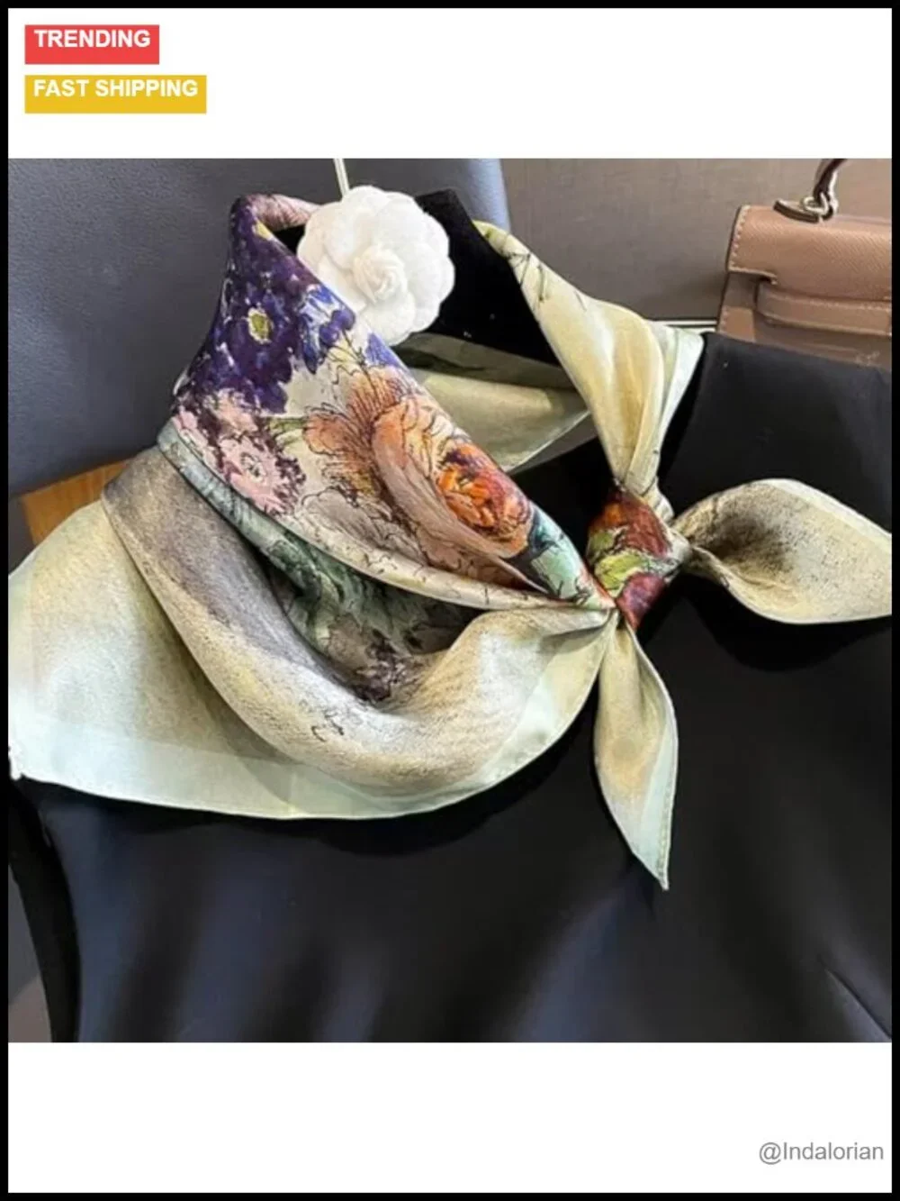 100% Mulberry Silk Square Hair Scarf Head Wrap 21